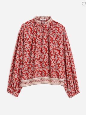 Madewell Red Floral Peasant Blouse